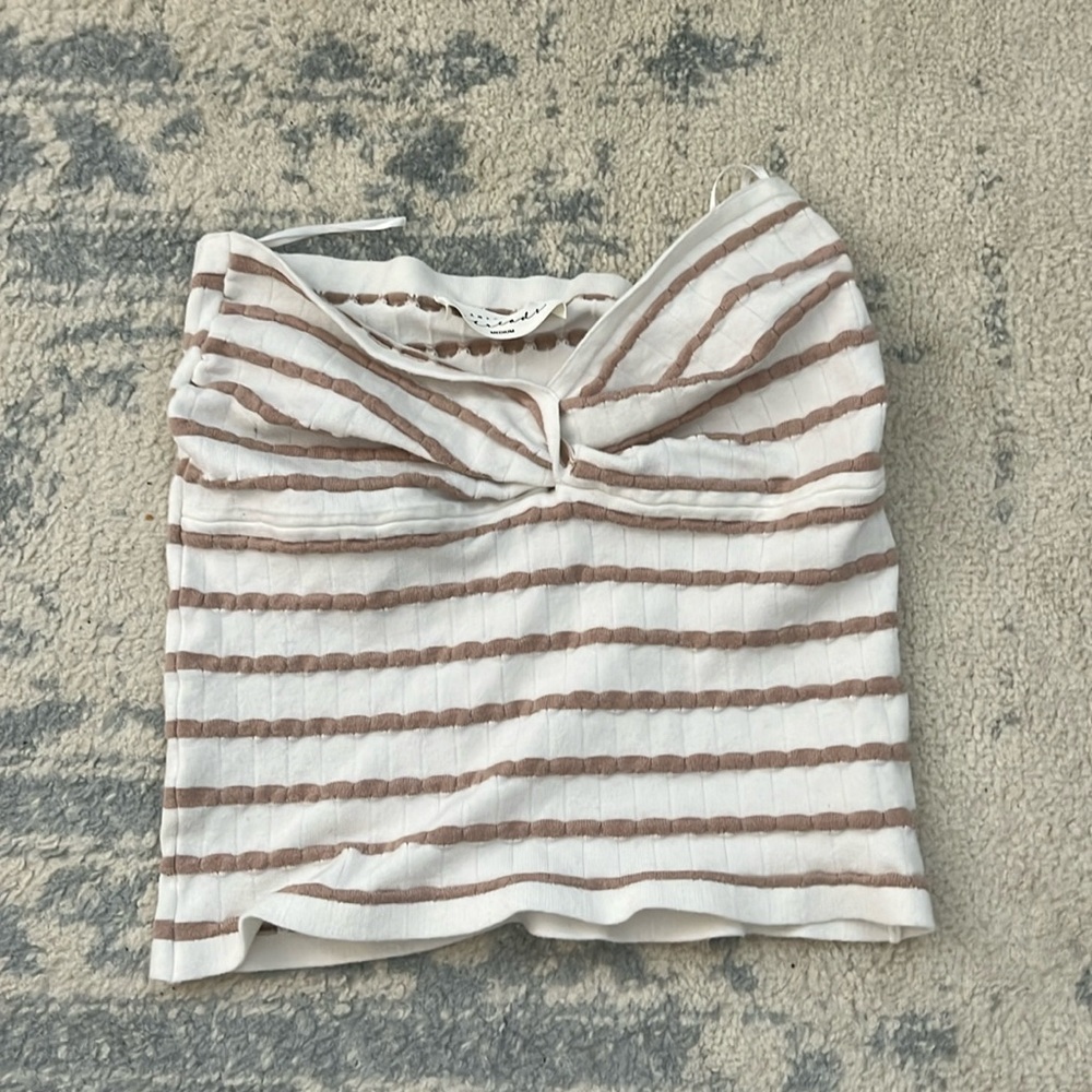 American Threads Striped Strapless Top!